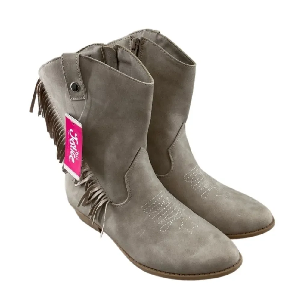 Big Girls Justice Cowgirl Western Boots With Fringe Size 5
